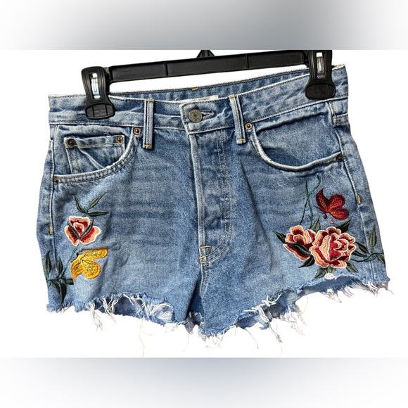 GRLFRND Pants - GRLFRND Women’s Size 25 Cindy High Rise Denim embroidered Jean Shorts